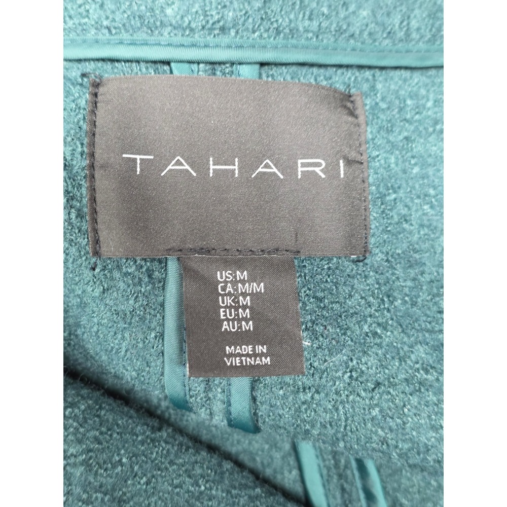 Tahari Jacket Women Medium Green Excellent Wool Blend Asymmetric Moto Zip Front - Picture 5 of 11